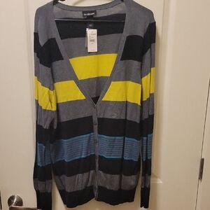 Lane Bryant Men's Cardigan with Yellow and Blue Stripes